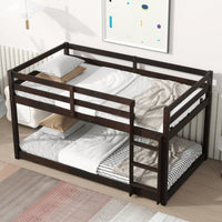 Solid Wood Twin Over Twin Loft Bed With Ladder And Reinforced Slats Natural