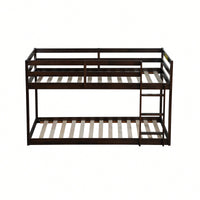 Solid Wood Twin Over Twin Loft Bed With Ladder And Reinforced Slats Natural