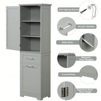 Freestanding Tall Bathroom Storage Cabinet With Adjustable Shelf And Two Drawer Sizes In White MDF Finish