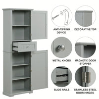 Freestanding Tall Bathroom Storage Cabinet With Drawer And Adjustable Shelf In White MDF Finish