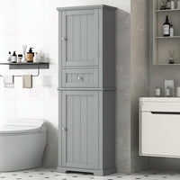 Freestanding Tall Bathroom Storage Cabinet With Drawer And Adjustable Shelf In White MDF Finish