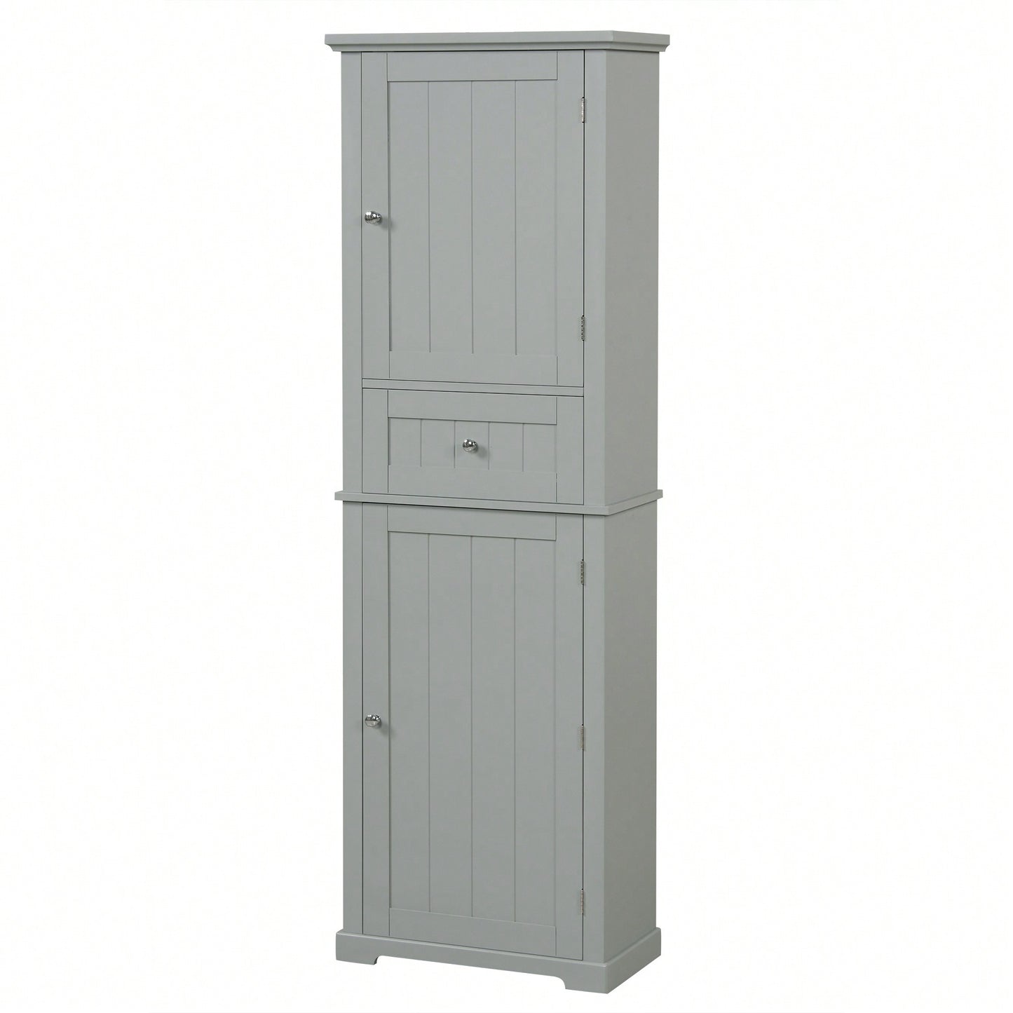 Freestanding Tall Bathroom Storage Cabinet With Drawer And Adjustable Shelf In White MDF Finish