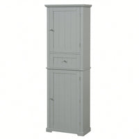 Freestanding Tall Bathroom Storage Cabinet With Drawer And Adjustable Shelf In White MDF Finish