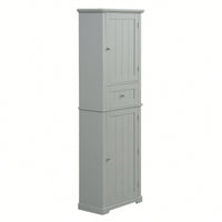 Freestanding Tall Bathroom Storage Cabinet With Drawer And Adjustable Shelf In White MDF Finish