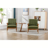 Set Of 2 Mid Century Modern Accent Chairs With Side Table Comfortable Lounge Armchairs For Living Room Bedroom Office