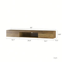 Modern Wall Mounted Floating TV Stand With LED Lights And Power Outlet For 65 Inch TVs - Brown