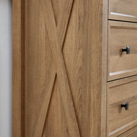 Tall 6 Drawer Dresser Cabinet For Closet Organization And Storage Solutions In Oak Finish