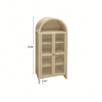 Tall Arched Kitchen Pantry Storage Cabinet With Adjustable Shelves For Modern Farmhouse Style Dining Room Or Living Room