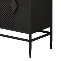 Modern 2 Door Wooden Accent Storage Cabinet With Metal Legs For Living Room Entryway And Dining Room Black Finish