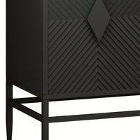 Modern 2 Door Wooden Accent Storage Cabinet With Metal Legs For Living Room Entryway And Dining Room Black Finish