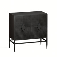 Modern 2 Door Wooden Accent Storage Cabinet With Metal Legs For Living Room Entryway And Dining Room Black Finish