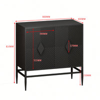 Modern 2 Door Wooden Accent Storage Cabinet With Metal Legs For Living Room Entryway And Dining Room Black Finish