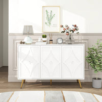 Elegant 3 Door Storage Cabinet With Adjustable Shelves For Living Room Kitchen And Dining Room Decorative Accent Sideboard