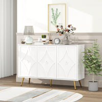 Elegant 3 Door Storage Cabinet With Adjustable Shelves For Living Room Kitchen And Dining Room Decorative Accent Sideboard