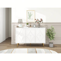 Elegant 3 Door Storage Cabinet With Adjustable Shelves For Living Room Kitchen And Dining Room Decorative Accent Sideboard