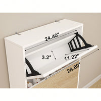 Sleek Shoe Cabinet With Mirror And 3 Flip Drawers For Stylish Entryway Storage