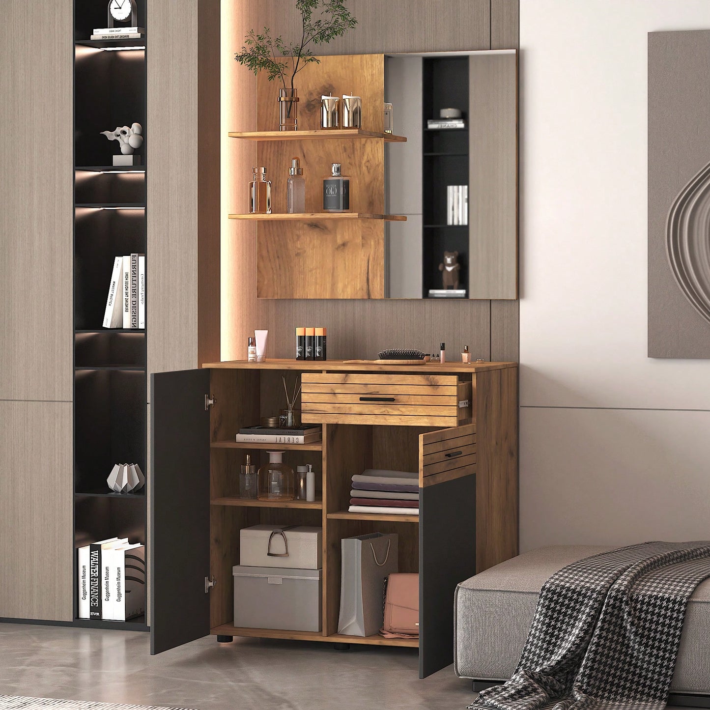 Stylish Mirror Cabinet With Space Saver Storage For Compact Living