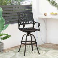 Adjustable Height Cast Aluminium Swivel Bar Stool For Indoor And Outdoor Use