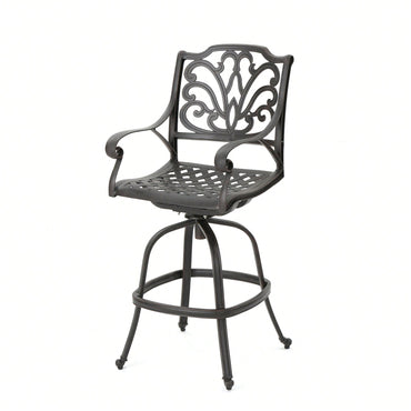 Adjustable Height Cast Aluminium Swivel Bar Stool For Indoor And Outdoor Use