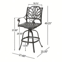 Adjustable Height Cast Aluminium Swivel Bar Stool For Indoor And Outdoor Use