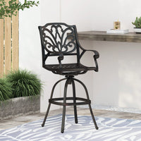 Adjustable Height Cast Aluminium Swivel Bar Stool For Indoor And Outdoor Use