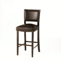 Set Of 2 Upholstered Barstools With Rivet Detail Wood Frame Fabric Cushion For Kitchen Island Dining Room Bedroom