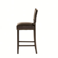 Set Of 2 Upholstered Barstools With Rivet Detail Wood Frame Fabric Cushion For Kitchen Island Dining Room Bedroom
