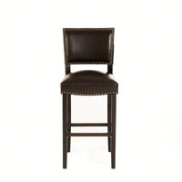 Set Of 2 Upholstered Barstools With Rivet Detail Wood Frame Fabric Cushion For Kitchen Island Dining Room Bedroom