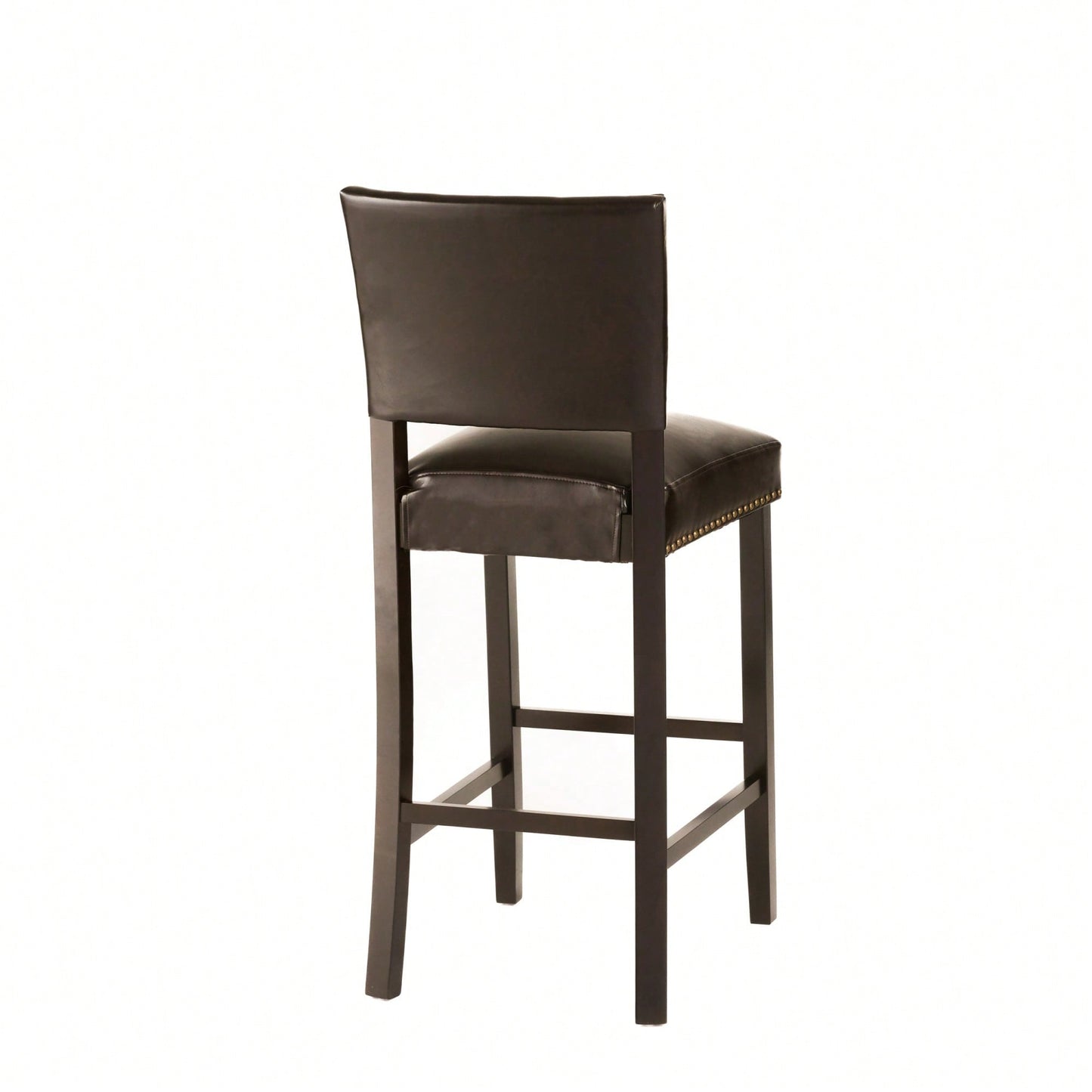 Set Of 2 Upholstered Barstools With Rivet Detail Wood Frame Fabric Cushion For Kitchen Island Dining Room Bedroom