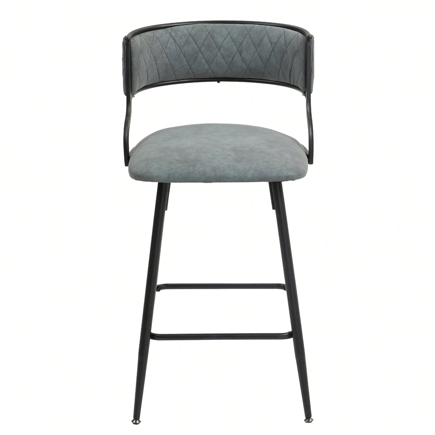 Set Of 2 Counter Height Bar Stools With PU Cover And Black Powder Coating Base Beige