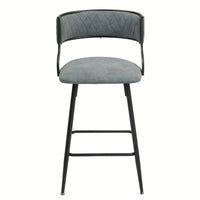 Set Of 2 Counter Height Bar Stools With PU Cover And Black Powder Coating Base Beige