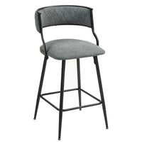 Set Of 2 Counter Height Bar Stools With PU Cover And Black Powder Coating Base Beige