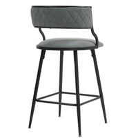 Set Of 2 Counter Height Bar Stools With PU Cover And Black Powder Coating Base Beige