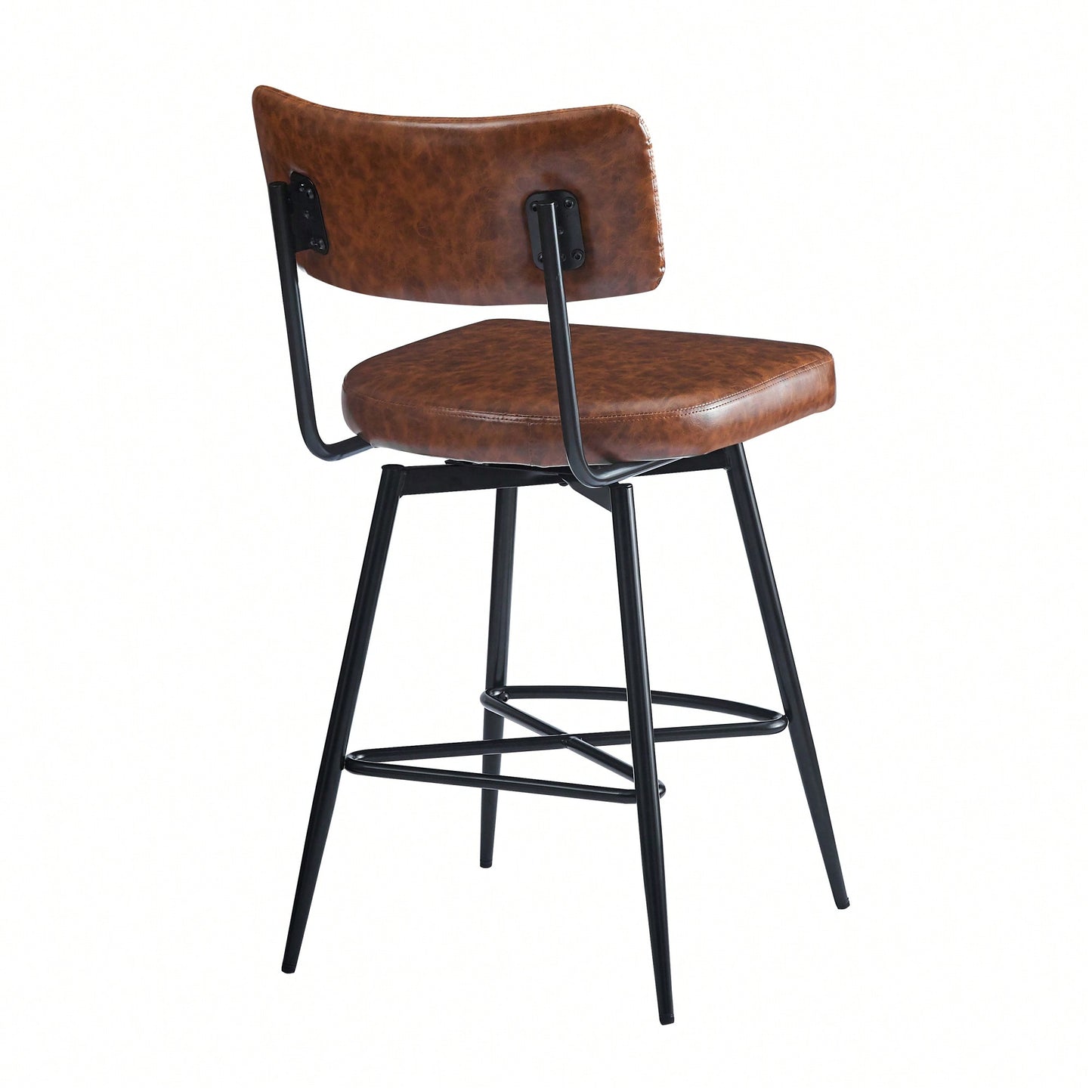 Set Of 2 Retro Swivel Counter Stools In Grey With Iron Frame PU Sponge Cushion And Footrest Ideal For Kitchen Dining Room And Bedroom