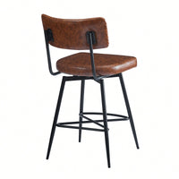 Set Of 2 Retro Swivel Counter Stools In Grey With Iron Frame PU Sponge Cushion And Footrest Ideal For Kitchen Dining Room And Bedroom