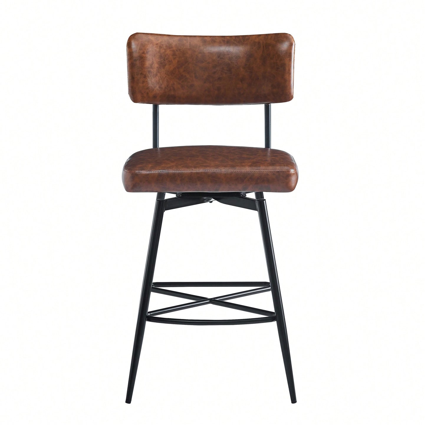 Set Of 2 Retro Swivel Counter Stools In Grey With Iron Frame PU Sponge Cushion And Footrest Ideal For Kitchen Dining Room And Bedroom