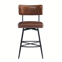Set Of 2 Retro Swivel Counter Stools In Grey With Iron Frame PU Sponge Cushion And Footrest Ideal For Kitchen Dining Room And Bedroom