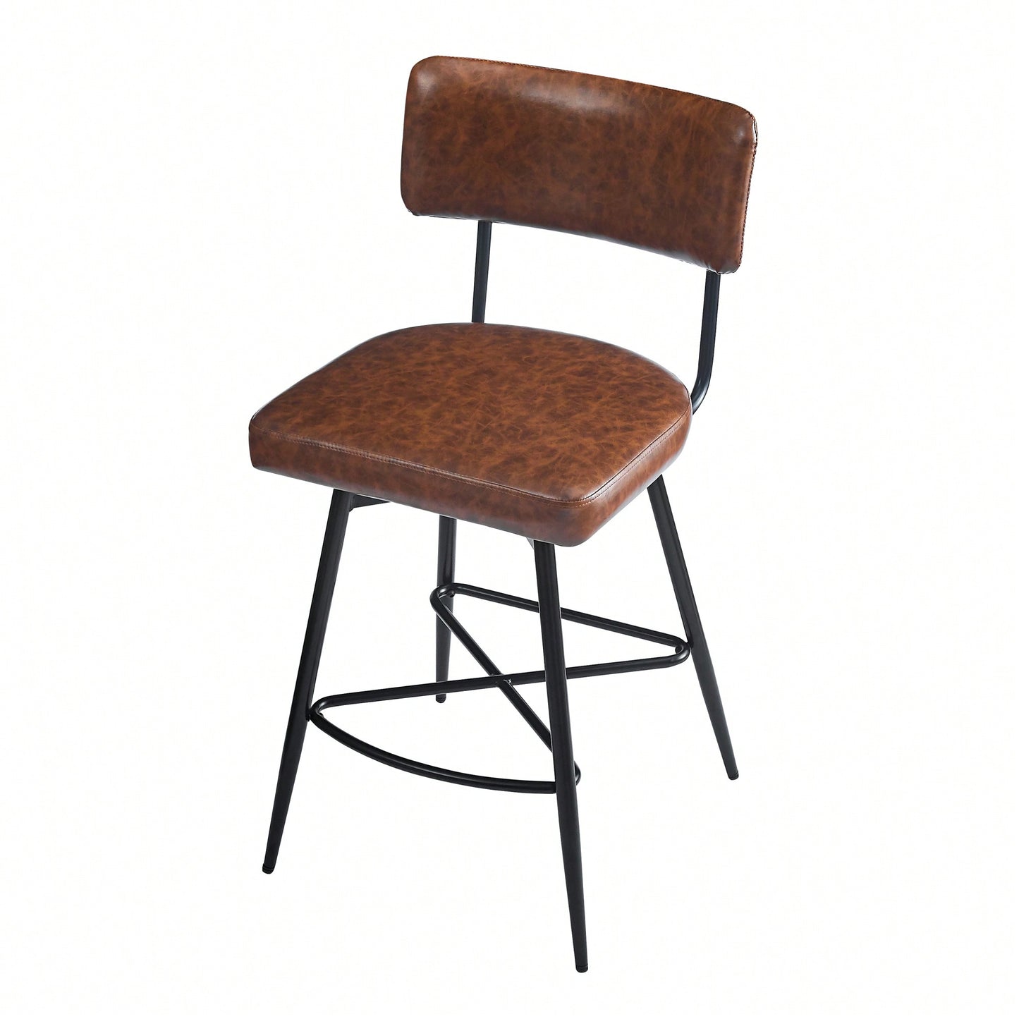 Set Of 2 Retro Swivel Counter Stools In Grey With Iron Frame PU Sponge Cushion And Footrest Ideal For Kitchen Dining Room And Bedroom