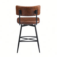 Set Of 2 Retro Swivel Counter Stools In Grey With Iron Frame PU Sponge Cushion And Footrest Ideal For Kitchen Dining Room And Bedroom