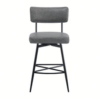 Set Of 2 Retro Swivel Counter Stools In Grey With Iron Frame PU Sponge Cushion And Footrest Ideal For Kitchen Dining Room And Bedroom