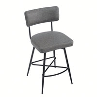 Set Of 2 Retro Swivel Counter Stools In Grey With Iron Frame PU Sponge Cushion And Footrest Ideal For Kitchen Dining Room And Bedroom