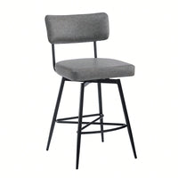 Set Of 2 Retro Swivel Counter Stools In Grey With Iron Frame PU Sponge Cushion And Footrest Ideal For Kitchen Dining Room And Bedroom
