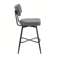 Set Of 2 Retro Swivel Counter Stools In Grey With Iron Frame PU Sponge Cushion And Footrest Ideal For Kitchen Dining Room And Bedroom