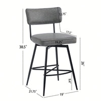 Set Of 2 Retro Swivel Counter Stools In Grey With Iron Frame PU Sponge Cushion And Footrest Ideal For Kitchen Dining Room And Bedroom