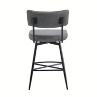 Set Of 2 Retro Swivel Counter Stools In Grey With Iron Frame PU Sponge Cushion And Footrest Ideal For Kitchen Dining Room And Bedroom