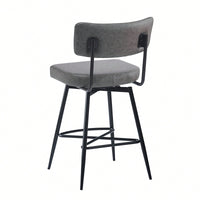 Set Of 2 Retro Swivel Counter Stools In Grey With Iron Frame PU Sponge Cushion And Footrest Ideal For Kitchen Dining Room And Bedroom