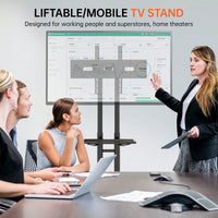 Height Adjustable Universal Swivel TV Stand For 32-80 Inch TVs With Tilt VESA 600x400mm Black