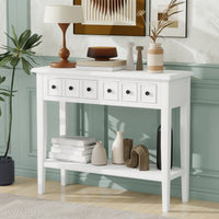 Rustic Teal Console Table With Open Shelf And Rubber Wood Legs For Entryways Living Rooms And Hallways
