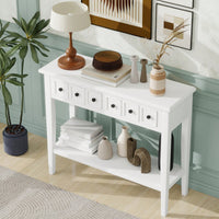 Rustic Teal Console Table With Open Shelf And Rubber Wood Legs For Entryways Living Rooms And Hallways