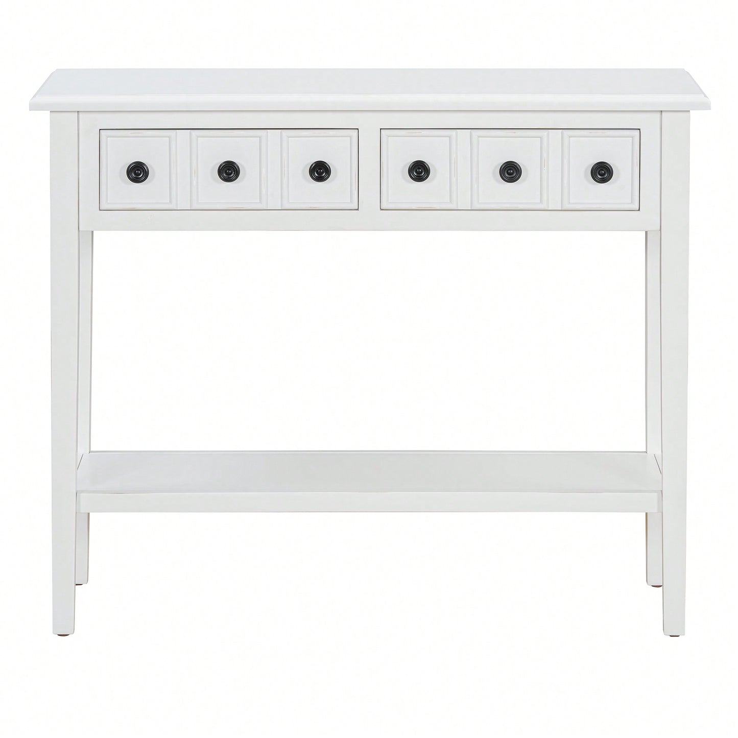 Rustic Teal Console Table With Open Shelf And Rubber Wood Legs For Entryways Living Rooms And Hallways